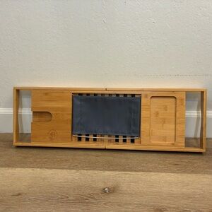 Belmint Bambusi Bamboo Bathtub Caddy Tray Expandable Book Wine Holder Spa Bath